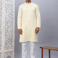 Men's Yellow Chikankari Embroidered and Sequence Kurta with Pyjama