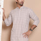 Sequin Embroidered Pure Cotton Kurta with Pyjamas ( JOKP P 5096Grey )