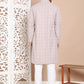 Sequin Embroidered Pure Cotton Kurta with Pyjamas ( JOKP P 5096Grey )