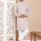 Sequin Embroidered Pure Cotton Kurta with Pyjamas ( JOKP P 5096Grey )