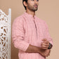 Sequin Embroidered Pure Cotton Kurta with Pyjamas ( JOKP P 5096Peach )