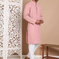 Sequin Embroidered Pure Cotton Kurta with Pyjamas ( JOKP P 5096Peach )