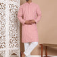 Sequin Embroidered Pure Cotton Kurta with Pyjamas ( JOKP P 5096Peach )