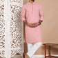Sequin Embroidered Pure Cotton Kurta with Pyjamas ( JOKP P 5096Peach )