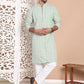 Sequin Embroidered Pure Cotton Kurta with Pyjamas ( JOKP P 5096Pista )