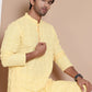 Sequin Embroidered Pure Cotton Kurta with Pyjamas ( JOKP P 5096Yellow )