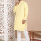 Sequin Embroidered Pure Cotton Kurta with Pyjamas ( JOKP P 5096Yellow )
