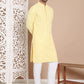 Sequin Embroidered Pure Cotton Kurta with Pyjamas ( JOKP P 5096Yellow )