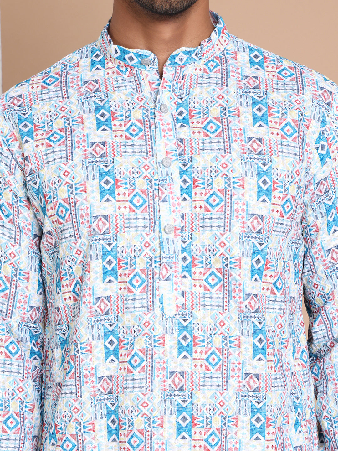 Printed and Emrbroidered Kurta Pyjama Set ( JOKP P 5097Blue )