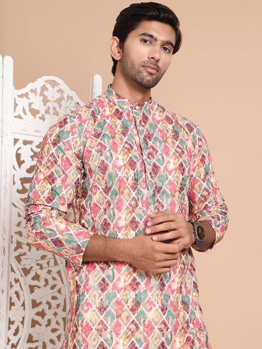 Printed and Emrbroidered Kurta Pyjama Set ( JOKP P 5097Multi )