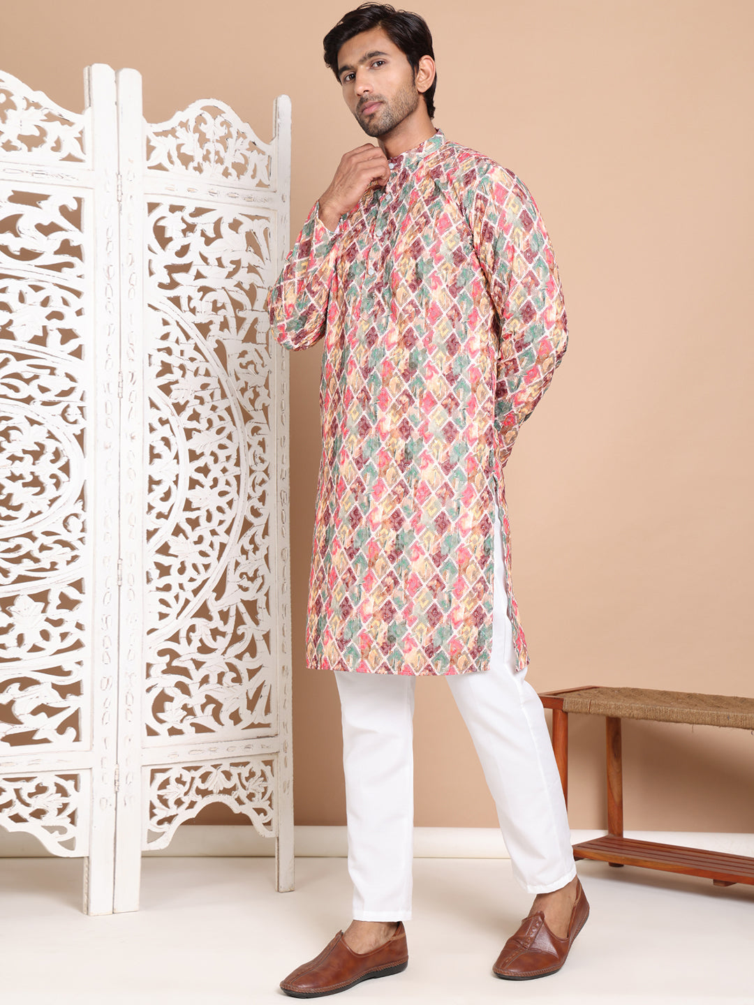Printed and Emrbroidered Kurta Pyjama Set ( JOKP P 5097Multi )