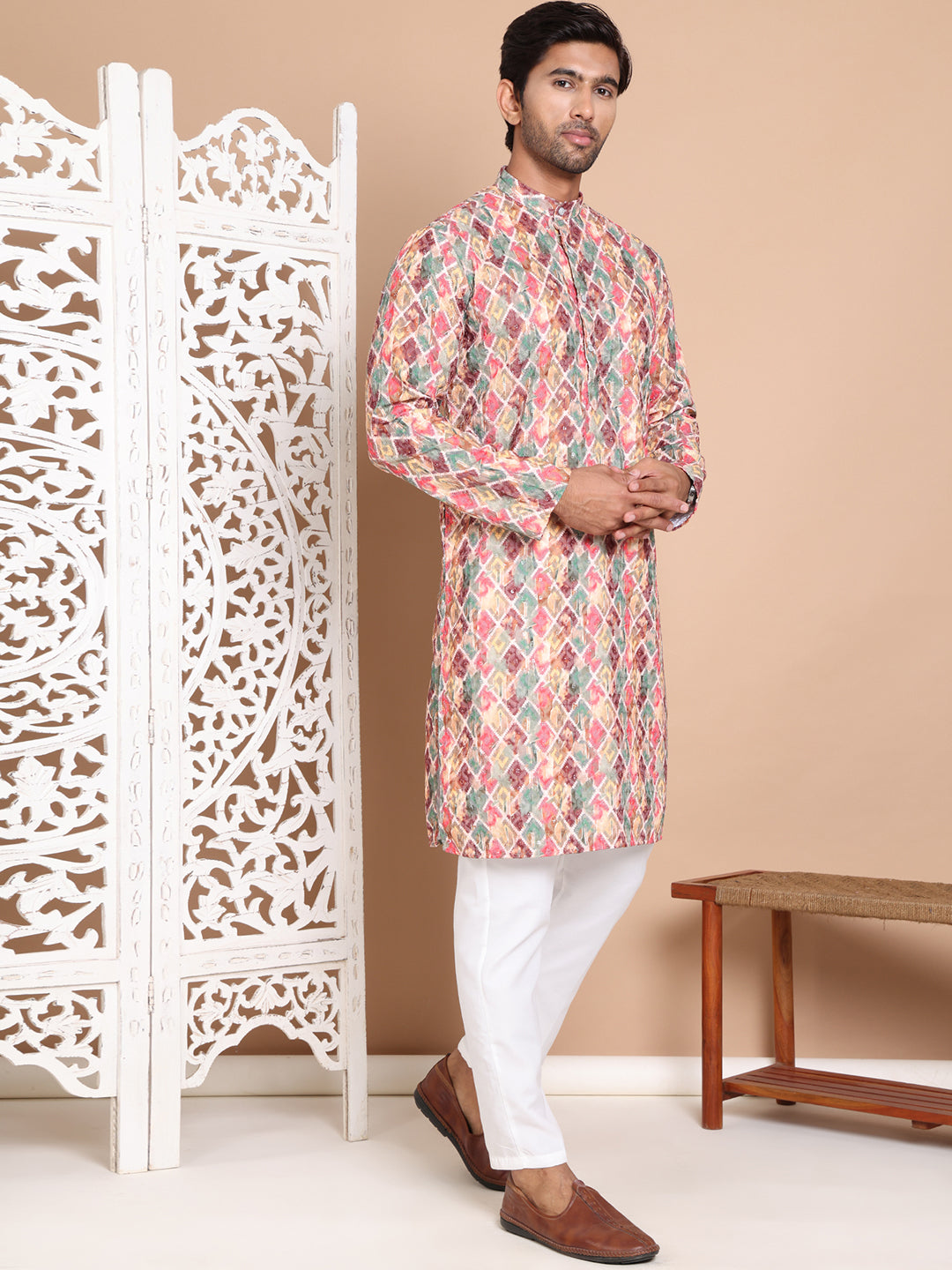 Printed and Emrbroidered Kurta Pyjama Set ( JOKP P 5097Multi )