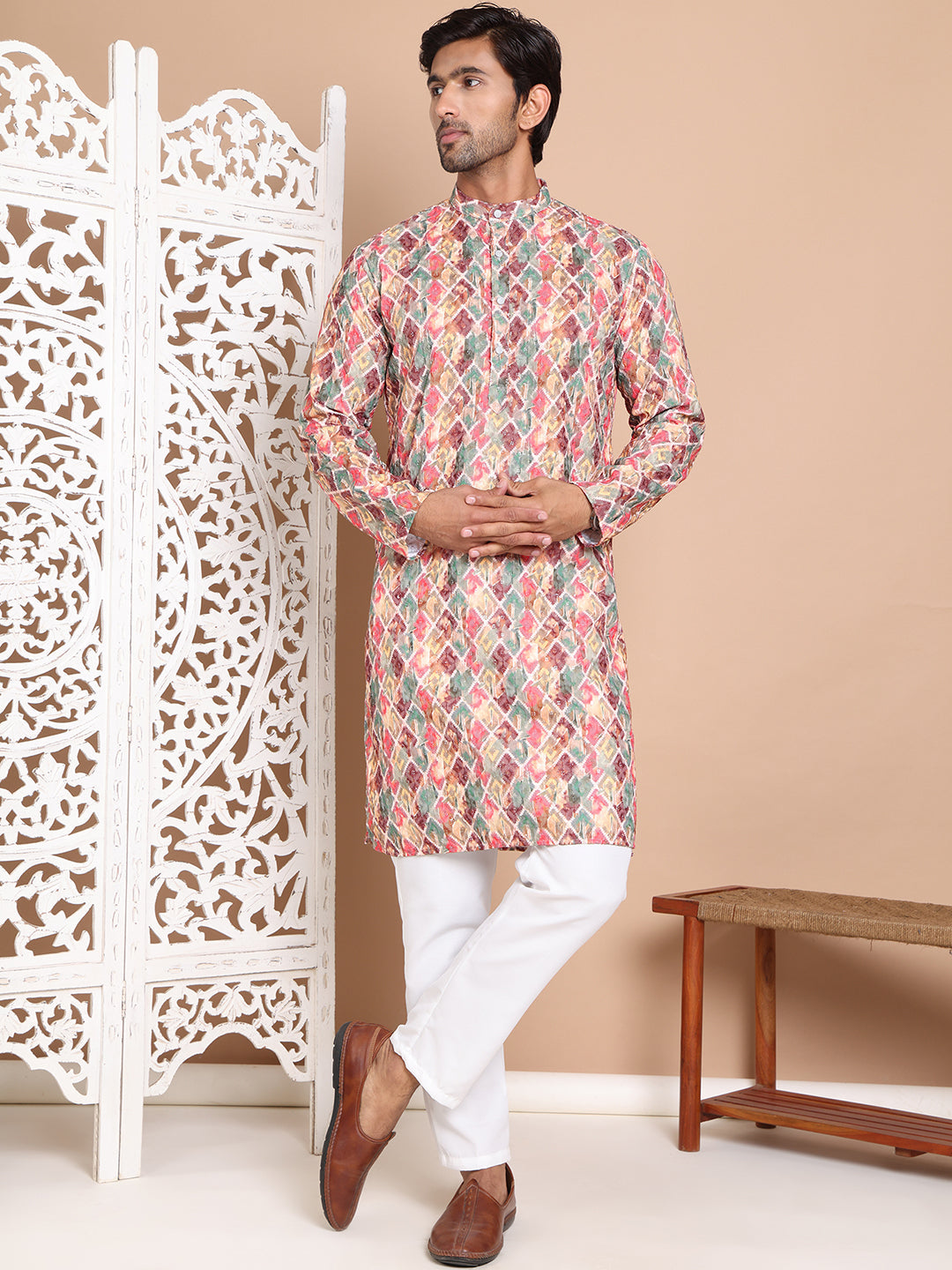 Printed and Emrbroidered Kurta Pyjama Set ( JOKP P 5097Multi )
