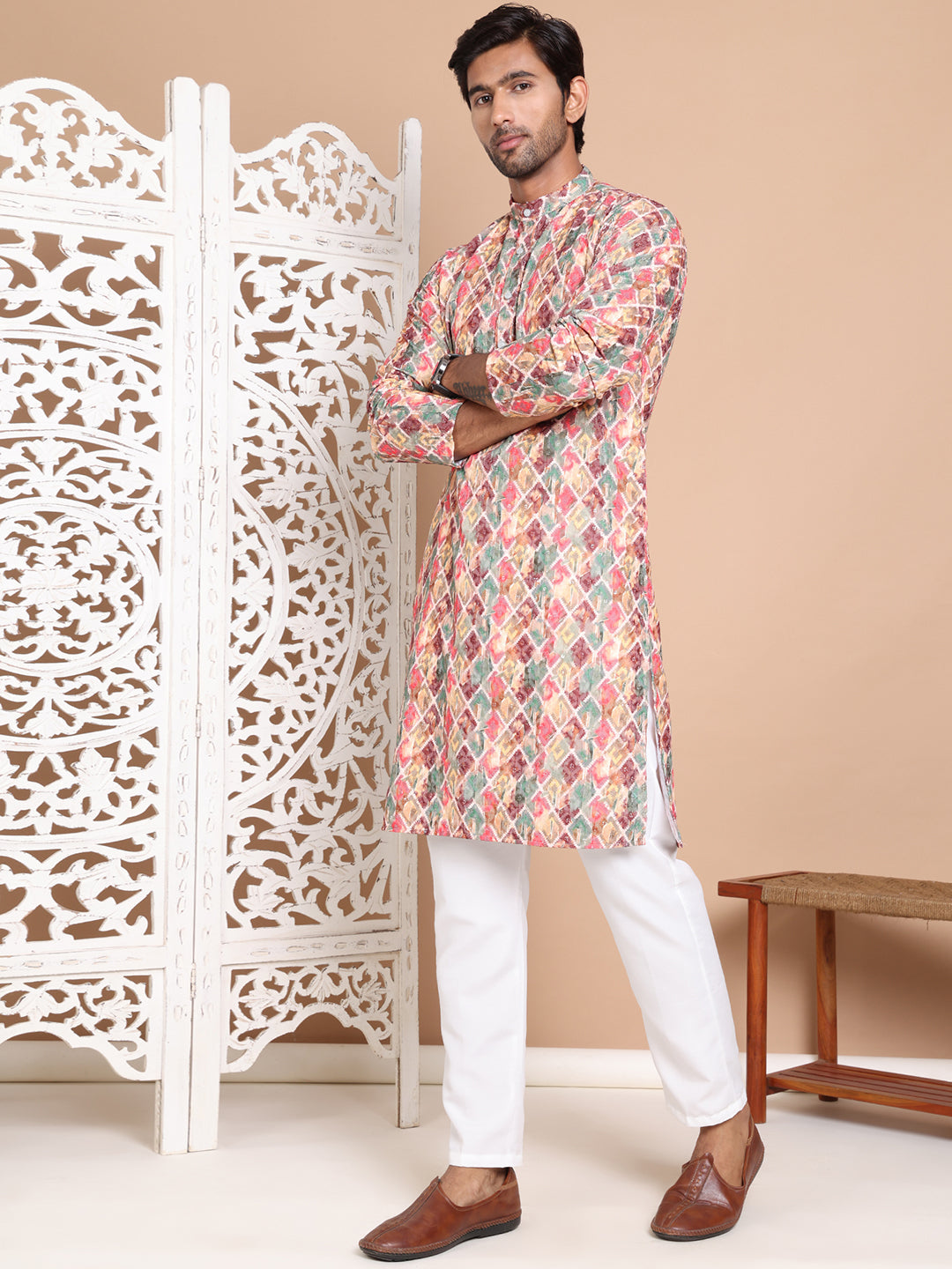 Printed and Emrbroidered Kurta Pyjama Set ( JOKP P 5097Multi )