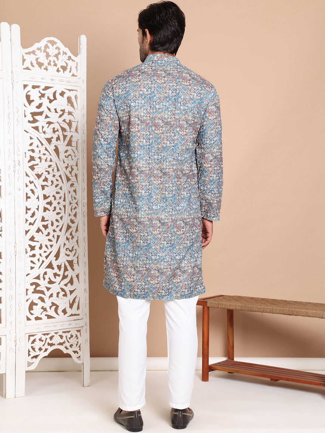 Printed and Emrbroidered Kurta Pyjama Set ( JOKP P 5097Olive )