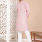 Printed and Emrbroidered Kurta Pyjama Set ( JOKP P 5097Peach )
