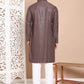 Embroidered and Sequence Kurta with Pyjama For Men ( JOKP P 5098Coffee ) [FF] [J-2-3]