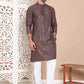 Embroidered and Sequence Kurta with Pyjama For Men ( JOKP P 5098Coffee ) [FF] [J-2-3]