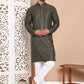 Embroidered and Sequence Kurta with Pyjama For Men ( JOKP P 5098Mehndi ) [FF] [J-2-3]