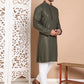 Embroidered and Sequence Kurta with Pyjama For Men ( JOKP P 5098Mehndi ) [FF] [J-2-3]