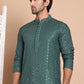 Embroidered and Sequence Kurta with Pyjama For Men ( JOKP P 5098Olive )