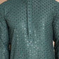 Embroidered and Sequence Kurta with Pyjama For Men ( JOKP P 5098Olive )