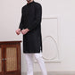 Embroidered Cotton Kurta with Pyjama ( JOKP P 5099Black )