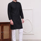 Embroidered Cotton Kurta with Pyjama ( JOKP P 5099Black )