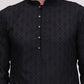 Embroidered Cotton Kurta with Pyjama ( JOKP P 5099Black )