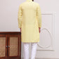 Embroidered Cotton Kurta with Pyjama ( JOKP P 5099Lemon )