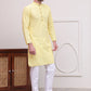 Embroidered Cotton Kurta with Pyjama ( JOKP P 5099Lemon )