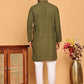 Embroidered Cotton Kurta with Pyjama ( JOKP P 5099 Olive )