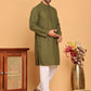 Embroidered Cotton Kurta with Pyjama ( JOKP P 5099 Olive )