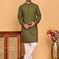 Embroidered Cotton Kurta with Pyjama ( JOKP P 5099 Olive )