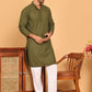 Embroidered Cotton Kurta with Pyjama ( JOKP P 5099 Olive )