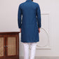Embroidered Cotton Kurta with Pyjama ( JOKP P 5099Teal )