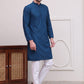 Embroidered Cotton Kurta with Pyjama ( JOKP P 5099Teal )