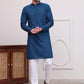 Embroidered Cotton Kurta with Pyjama ( JOKP P 5099Teal )