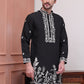 Floral Embroidered Kurta Pyjama Set ( JOKP P 5100Black )