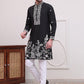 Floral Embroidered Kurta Pyjama Set ( JOKP P 5100Black )