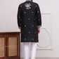 Floral Embroidered Kurta Pyjama Set ( JOKP P 5100Black )