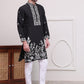 Floral Embroidered Kurta Pyjama Set ( JOKP P 5100Black )