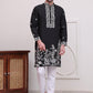 Floral Embroidered Kurta Pyjama Set ( JOKP P 5100Black )