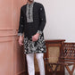 Floral Embroidered Kurta Pyjama Set ( JOKP P 5100Black )