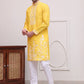 Floral Embroidered Kurta Pyjama Set ( JOKP P 5100Yellow )