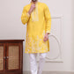 Floral Embroidered Kurta Pyjama Set ( JOKP P 5100Yellow )