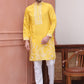 Floral Embroidered Kurta Pyjama Set ( JOKP P 5100Yellow )