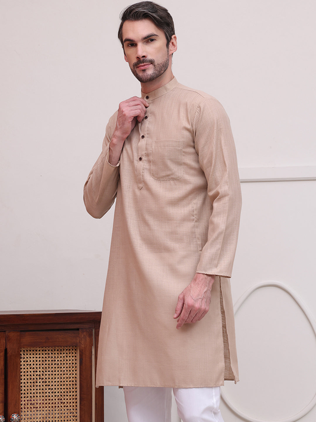 Pure Cotton Solid Kurtas ( KO 5101Beige )