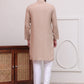 Pure Cotton Solid Kurta Pyjama Set ( JOKP P 5101Beige )