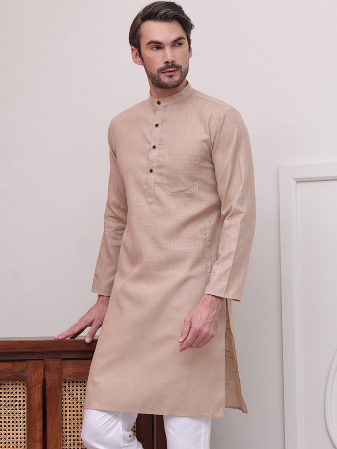 Pure Cotton Solid Kurtas ( KO 5101Beige )